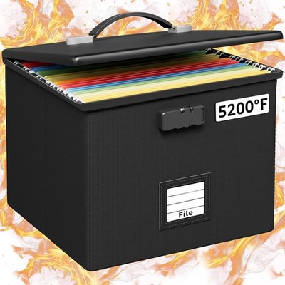 Fire Proof File Box for Documents - Portable Fireproof Document Organizer Box