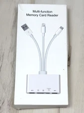 5-in-1 Multi-Function MEMORY CARD READER USB Adapter & SD Reader White NOB NEW