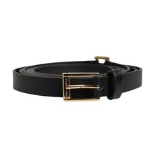 DOLCE & GABBANA Belt Men Black Leather Classic Metal Buckle 110cm / 44in 470usd