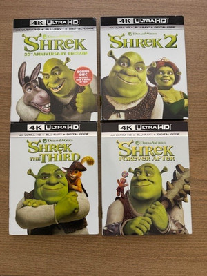Shrek 1, 2, 3, 4 (DreamWorks 4K Ultra HD + Blu-ray) w/ ALL SLIPCOVERS OOP Rare
