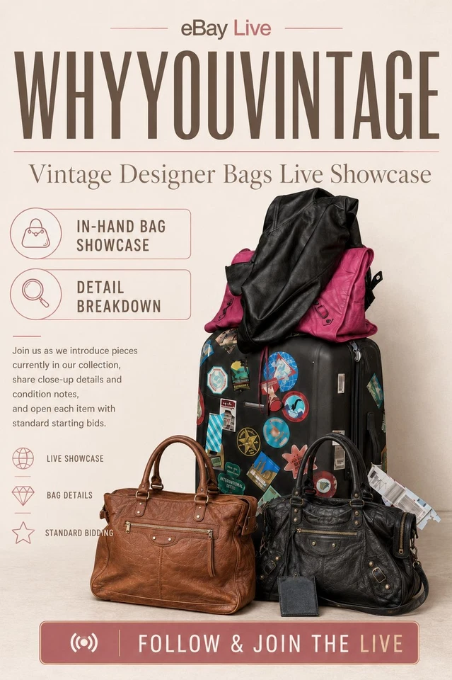 Discover rare designer items with Why You Vintage on eBay live