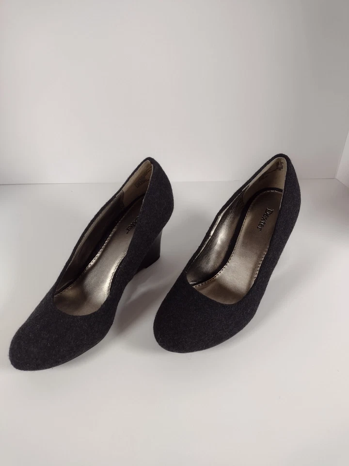 Bombas de salto cunha DEXFLEX by Dexter cinza carvão preto tamanho 7 - Imagem 2 de 4