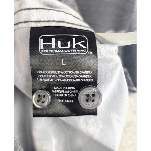 Huk Fishing Button Up Kona Ocean Palm Short Sleeve Shirt Gray L - Bild 5 von 8