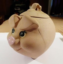 RARE VINTAGE POPPYTRAIL METLOX PIG COOKIE JAR (LID REPAIRED)