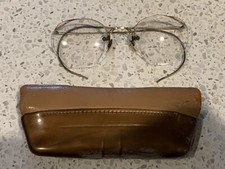 VTG / Antique Full View 12K Gold Filled Wire Rim Spectacles EyeGlasses OG Case