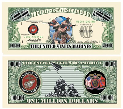 U.S. Marines USMC $Million Dollar$ Novelty Bill Collectible