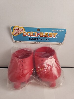 Vintage Fibre-Craft Baby Doll Red Roller Skates fits Cabbage Patch Kids NEW NIP 