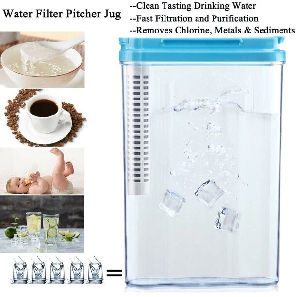 5-Cup Water Filtration Pitcher Household Water Filter Jug Purifier BPA-Free DP01 - Image 2 of 4