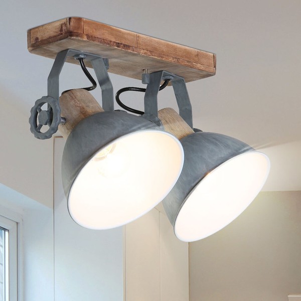 Retro Decken Spot Strahler Leuchte Ess Zimmer Lampe Schwenkbar Holz Beleuchtung-image