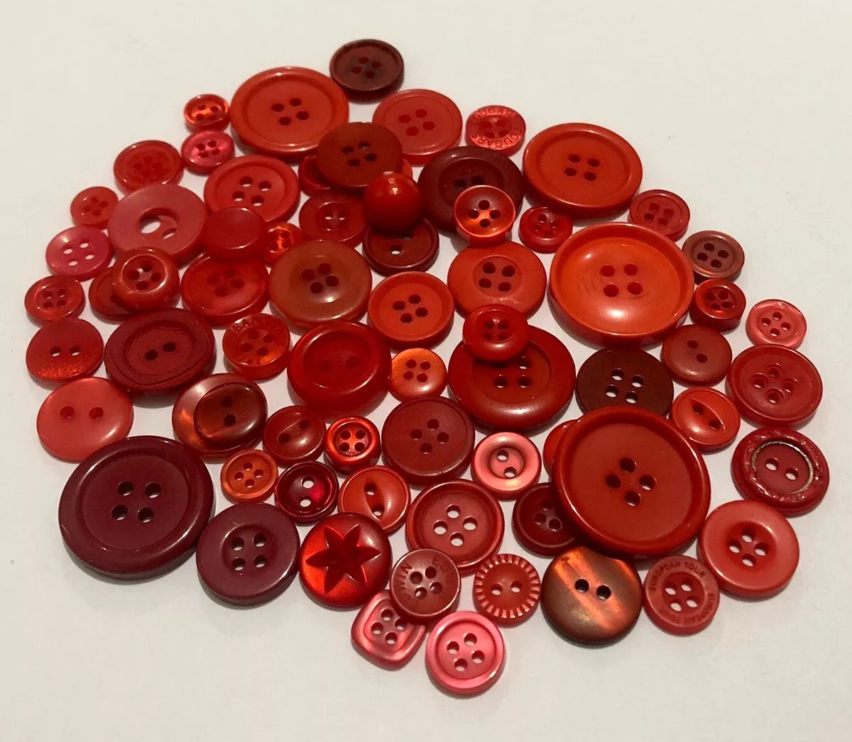 Red Buttons 50pcs Assorted Shades & Sizes Bulk Lot Aussie Seller