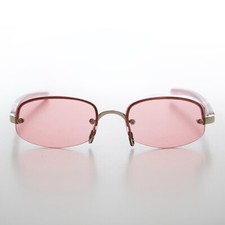 Pink Rimless Lens Vintage Sunglass - Coral