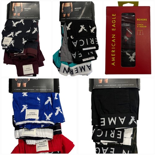 NWT AMERICAN EAGLE Men's Boxer Underwear 3Pack 4" Inseam Sz XSXL