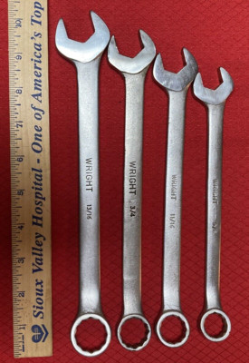 4 Wright Open Box End Combination Wrenches 12 PT -- USA 1120, 1122, 1124, 1126