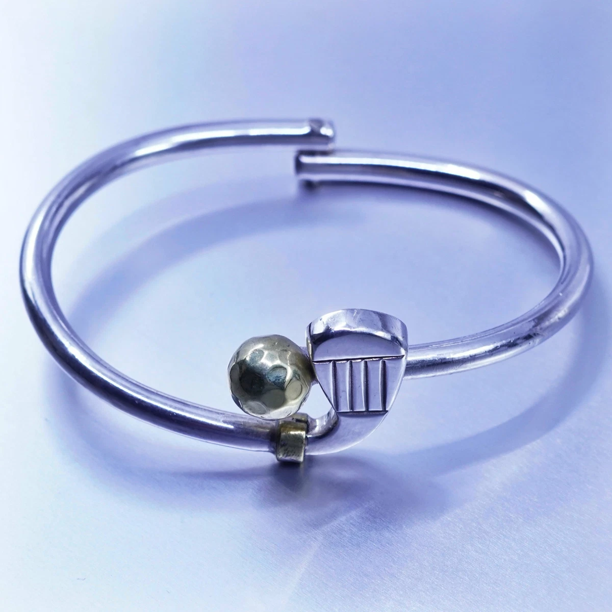 7 Mexico two tone Sterling 925 silver handmade golf bracelet