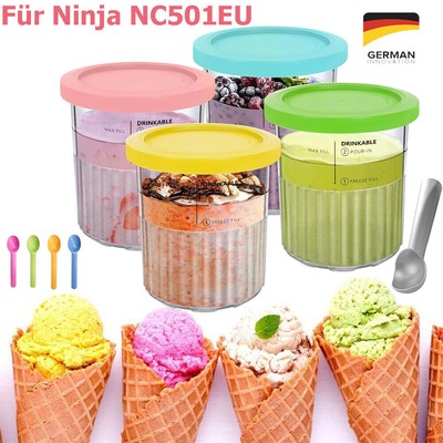Creami Deluxe Behälter 4 Stück für Ninja CREAMI Eismaschine NC501EU, NC500EU