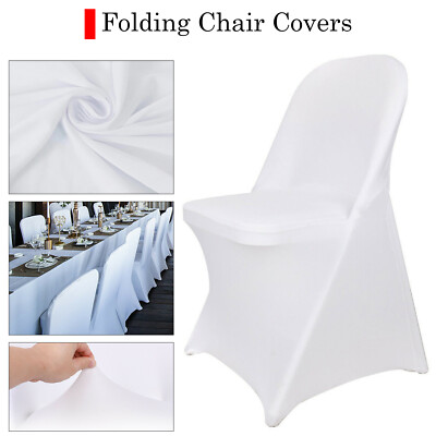 Klappbare Stuhlhussen Esszimmer Sitzbezug Weiß Spandex Stretch Schonbezüge