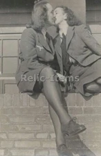 WW2 Picture Photo Two German Women in Uniform Kissing 3443