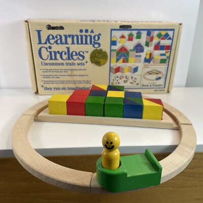 Vintage Learning Circles Wooden Train Set Rhyme & Reason Toys 1989 Providence RI