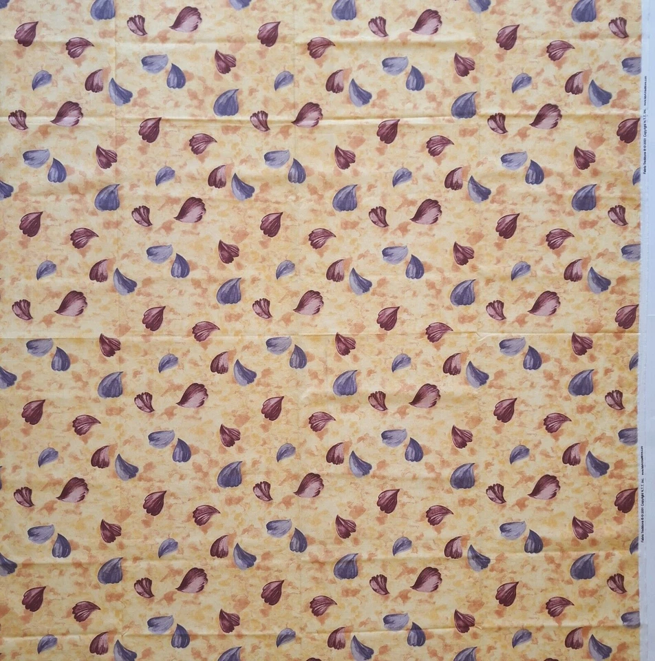 VTG Purple Petals On Tonal Soft Orange 2001 Fabric Traditions Cotton Fabric 1.4Y - Image 3 of 4