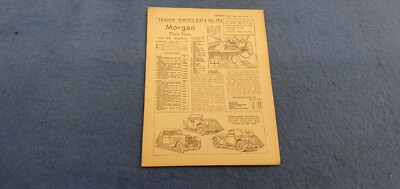 Genuine Original Vintage Morgan Plus Four Trader Service Data No 194 July 1952