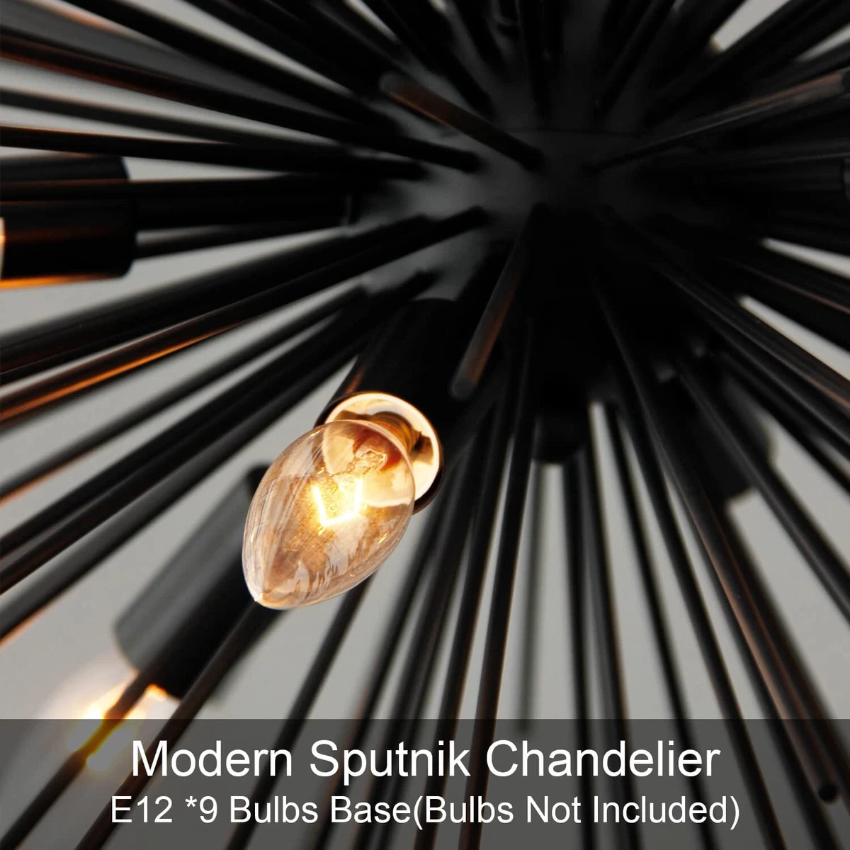 ZIRALIO Black Sputnik Chandelier 9 Light Starburst Chandelier