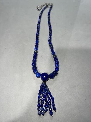 Desert Rose Trading Eichelhäher König blau Lapislazuli Perlen Quaste Halskette 16'' Mala