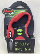 Flexi New Classic Retractable Tape Dog Leash Small 16-Foot Red 33-lb. Dogs N