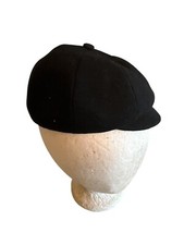 Vintage Youth Toddler English Eton Black Wool Newsboy Cap Hat Satin Lining