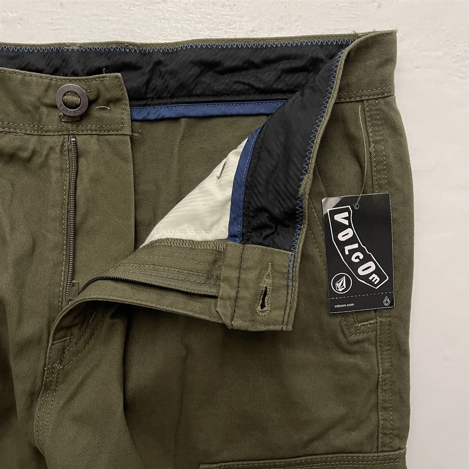 NWT Volcom VMighty 30 x 10" Olive Green Twill Cargo Chino Shorts - Image 2 of 4