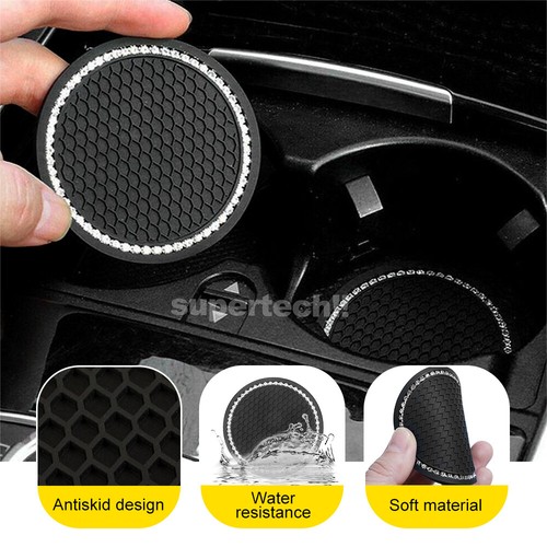 2x Black Bling Car Cup Holder Universal Anti-Slip Insert Coaster Car Accessories - Picture 3 of 10