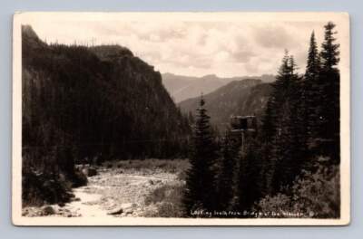 Cascades Mountain River ''Looking S from Glacier'' RPPC Antique Rainier Photo ~10s