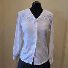 Targrt COTTON LACE salior long sleeve blouse TOP SIZE 10