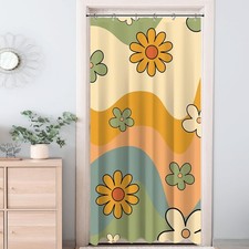 Small Stall RV Half Size 70s Cute Retro Floral Aesthetic Shower Curtain for Bath