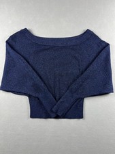 Express Sweater Blouse Knit Top Sparkly Navy Blue Women  s Size XS Party Holiday