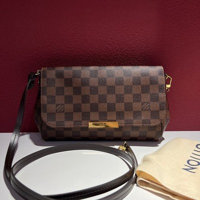 Louis Vuitton Favorite MM Damier Ebene Crossbody Shoulder Bag Brown Checkered