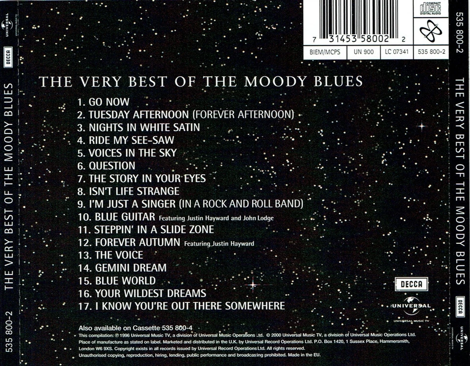(CD) The Moody Blues – The Very Best Of The Moody Blues - Nights In White Satin - Bild 2 von 2