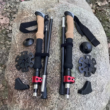 Trekking Poles Ultralight Carbon Fiber Folding Hiking Nordic Walking Stick Quick