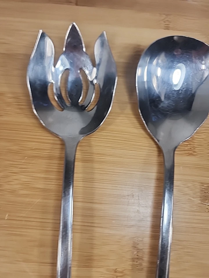 Reed & Barton Salad Serving Set Stainless Steel Fork Spoon 12” - Image 2 of 4