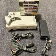 White Xbox 360 Console Bundle w/ OEM Cords  Controller 11 Games Tested