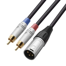 " Dual RCA to XLR Male Y Splitter Patch Cable, Unbalanced 2 RCA/Phono Pl... "