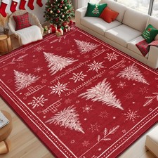 Christmas 5x7 Area Rugs for Living Room, Christmas Tree Washable Rug Non-Slip...