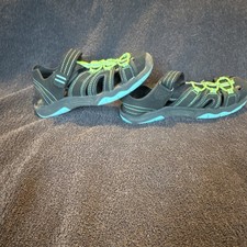 Wonder Nation Unisex Kids Sport Sandals US 1 Black/Green/Blue Hook Loop