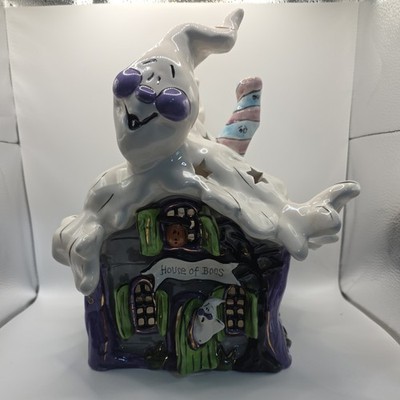 Blue Sky House of Boos Ghost Tealite Ceramic Heather Goldmine 2009 missing ghost