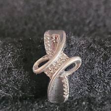 Sterling Silver Diamond Stones 925 Wavy Design Size 7 Band