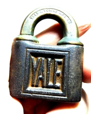 Vintage Heavy Yale / Clover Iron Padlock with Brass Shackle / No Key/ As Is