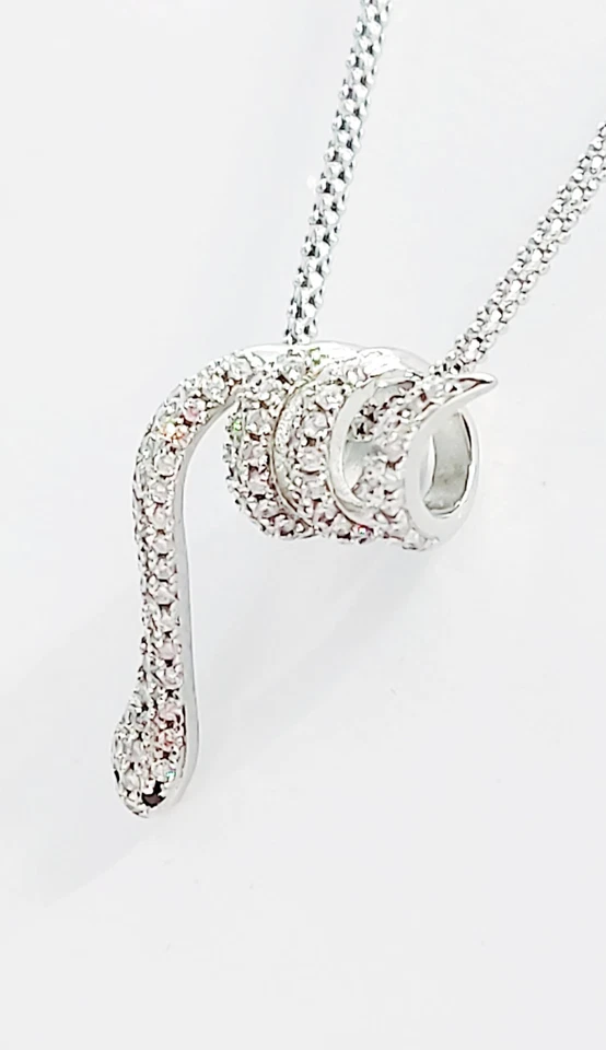 Collana Argento  925 Donna  Ciondolo Pendente Gioiello Serpente   Snake  Pendant - Immagine 2 di 4