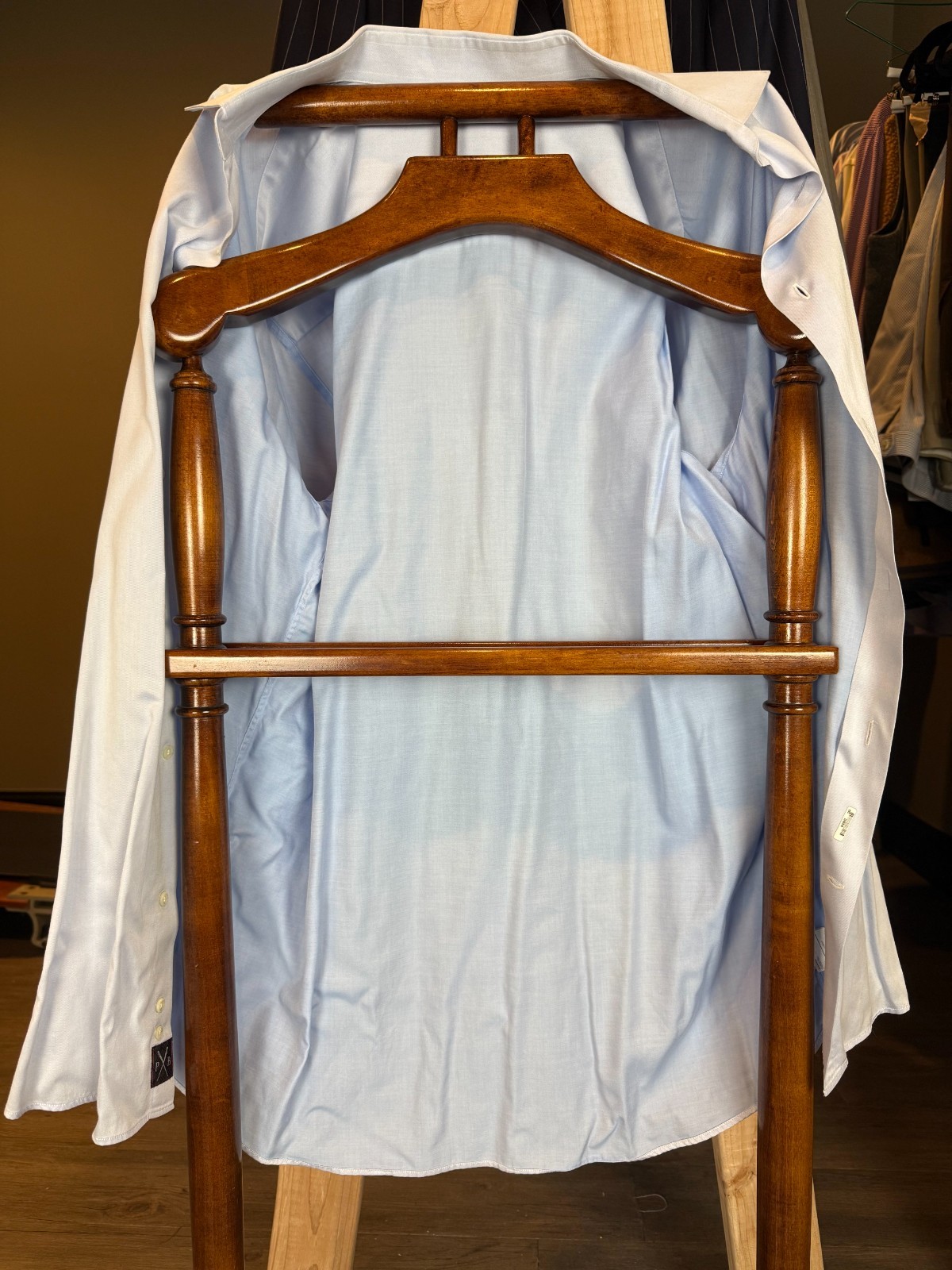 Custom Made Solid Light Blue Cotton Button Down C… - image 4