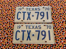 1970      TEXAS      PASSENGER       LICENSE      PLATES  CTX791