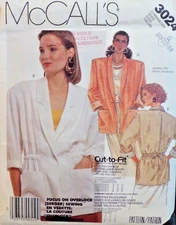 McCall's Sewing Pattern 3024 Misses Jacket Unlined 2 Styles Sizes 20-22  VTG CUT