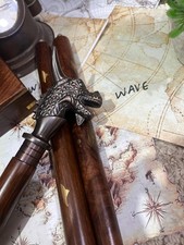 Antique Brass Dragon Head Handle Victorian Wooden Walking Stick Cane Gift